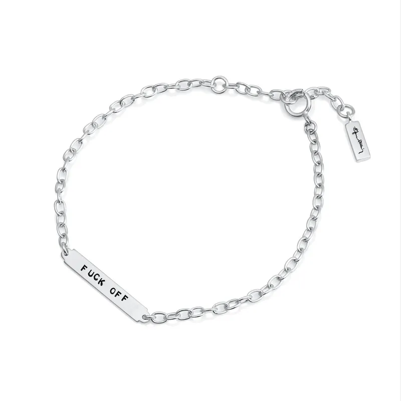 Alternativ bild 0 för Power Plates Armband - Fuck Off Silver 16-19 cm