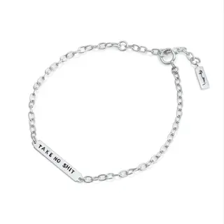 Produktfoto för Power Plates Armband - Take No Shit Silver 16-19 cm
