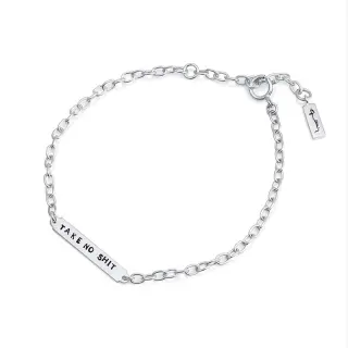 Produktfoto för Power Plates Armband - Take No Shit Silver 16-19 cm