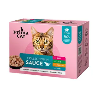 Produktfoto för PrimaCat Classic multipack i sås 12 x 85 g
