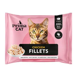 Produktfoto för PrimaCat Fillets Kyckling i vatten 4 x 50 g