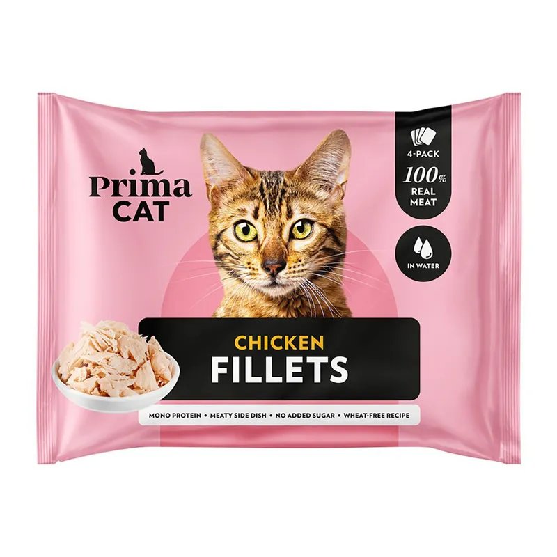 Bild 1 för PrimaCat Fillets Kyckling i vatten 4 x 50 g