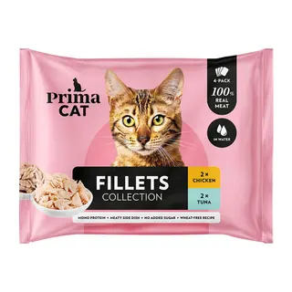 Produktfoto för PrimaCat Fillets Kyckling i vatten & Tonfisk i vatten 4 x 50 g