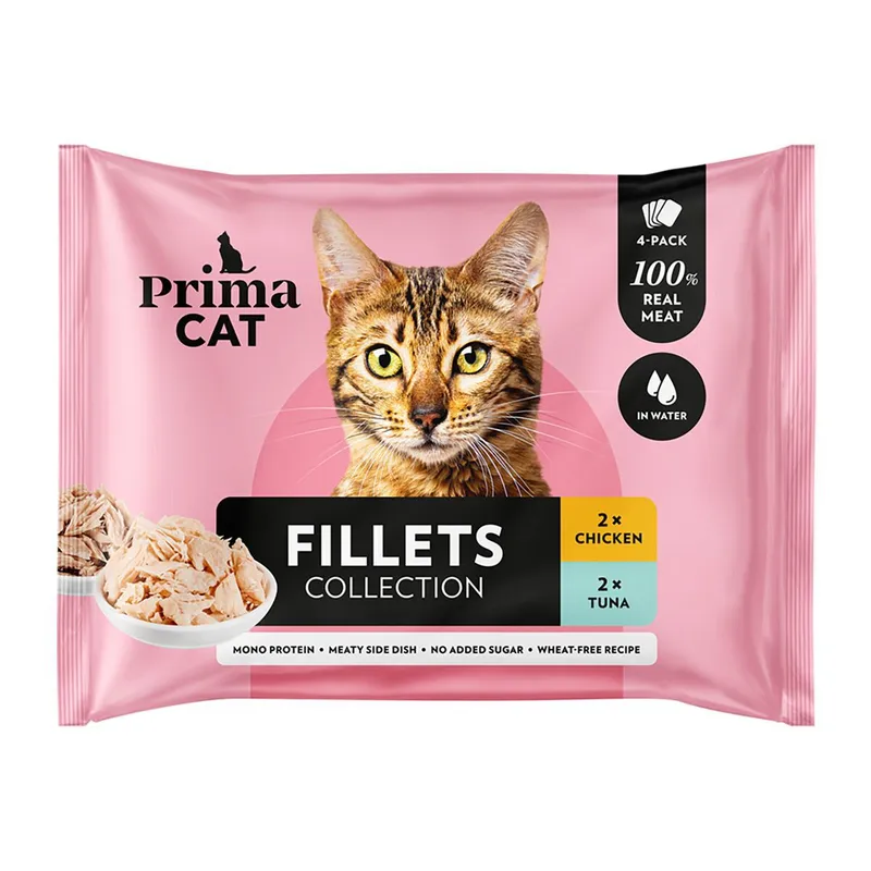 Bild 1 för PrimaCat Fillets Kyckling i vatten & Tonfisk i vatten 4 x 50 g