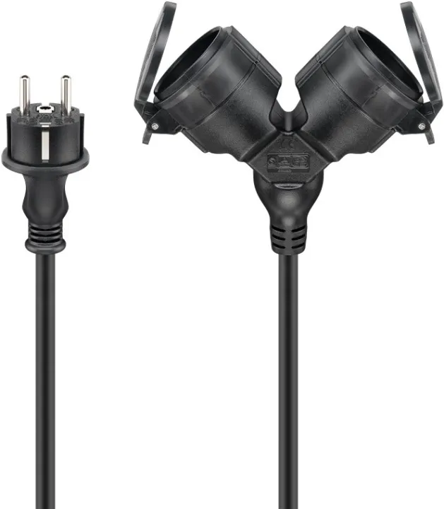 Alternativ bild 0 för Pro Outdoor Double Extension Cable - Ström (CEE 7/7) - Typ E/F Kontakt - 25 m - Svart