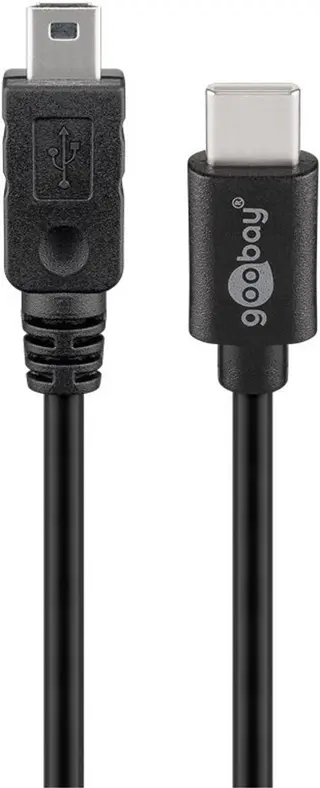 Produktfoto för Pro USB 2.0 mini male (type B 5-pin) > USB-C male 0.5m Black