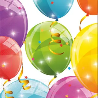 Produktfoto för PROCOS Födelsedagsservetter Glossy Ballonger - 33 cm - 20 st. Universal