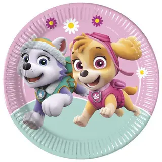 Produktfoto för PROCOS Papperstallrikar Paw Patrol Skye &amp  Everest, 23 cm, 8 st (plastfria)