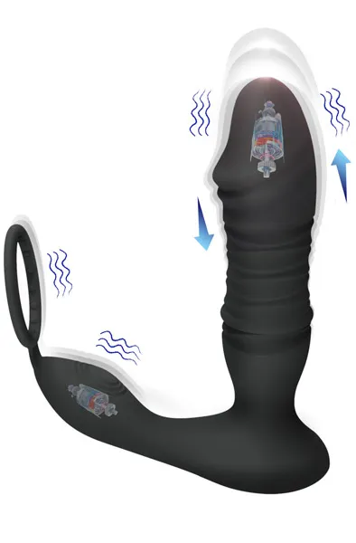 Bild 2 för Prostate Massager With Thrusting & App Prostatavibrator med penisring