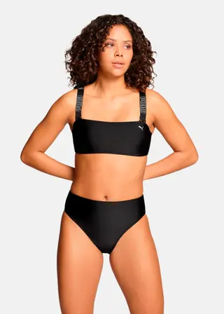 Produktfoto för Puma Bandeau Bikini Top Svart/Vit Small Dam