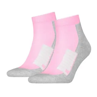 Produktfoto för Puma Strumpor 2P BWT Cushioned Quarter Sock Rosa/Grå Strl 35/38