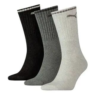 Produktfoto för Puma Strumpor 3P Crew Sock Stripe Svart/Grå Strl 39/42