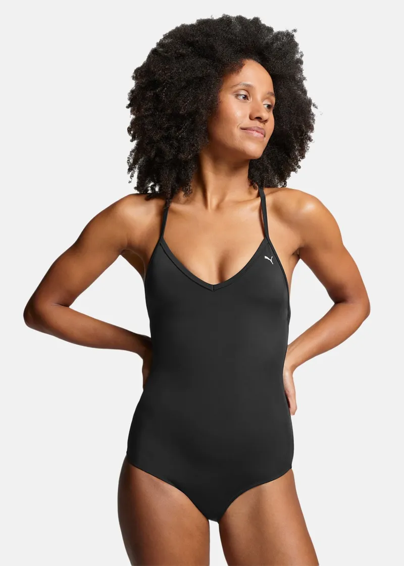 Bild 2 för Puma V-Neck Padded Swimsuit Svart Small Dam