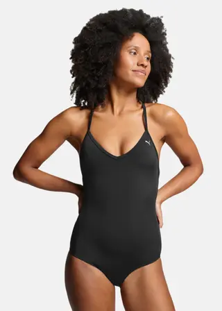 Produktfoto för Puma V-Neck Padded Swimsuit Svart X-Small Dam