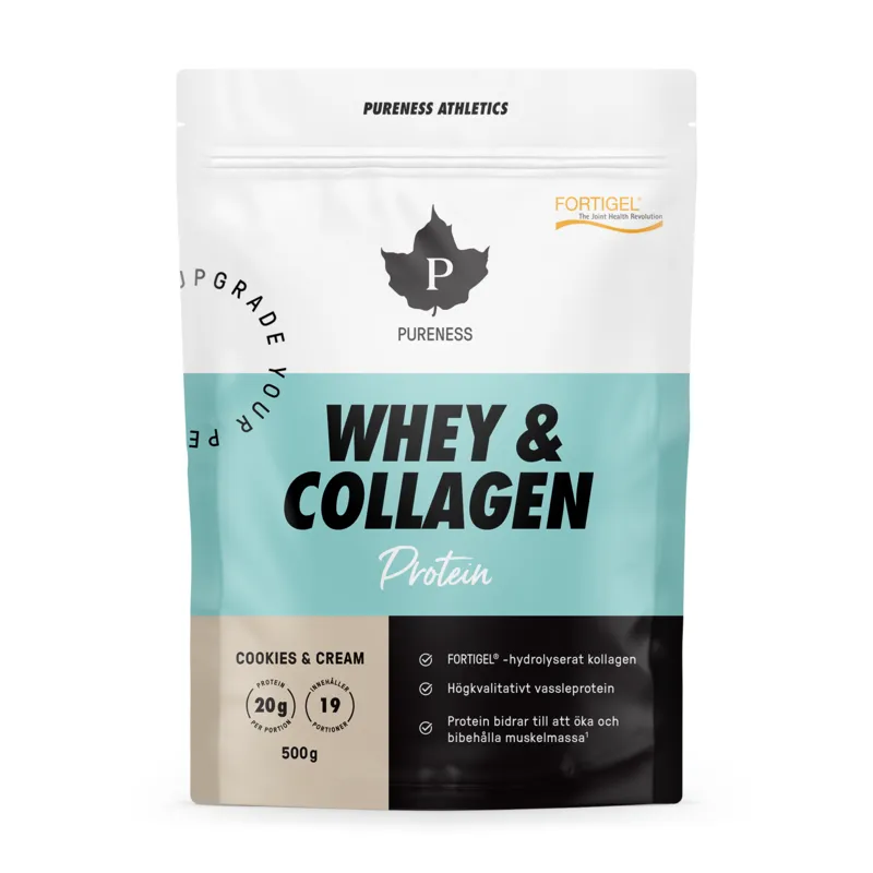 Bild 1 för Pureness Athletics Whey & Collagen Cookies & Cream - 500 g