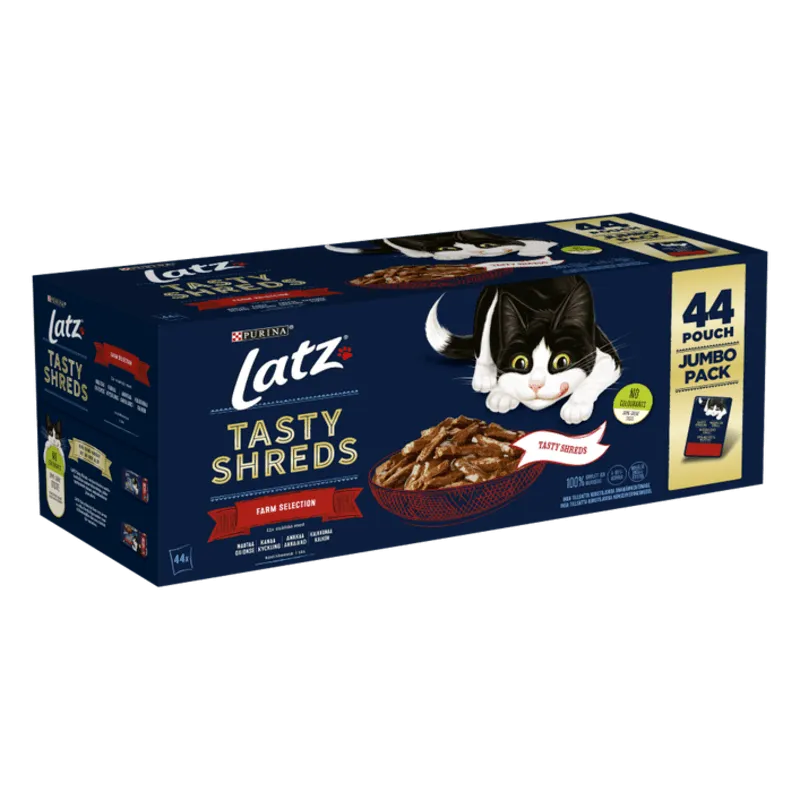 Bild 1 för Purina Latz Tasty Shreds Farm Selection 44 x 80 g