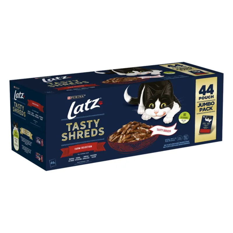 Bild 2 för Purina Latz Tasty Shreds Farm Selection 44 x 80 g
