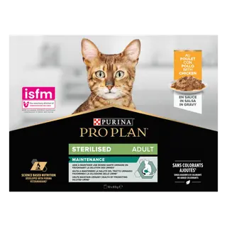 Produktfoto för Purina Pro Plan Adult Sterilised Maintenance med kyckling i sås 850 g