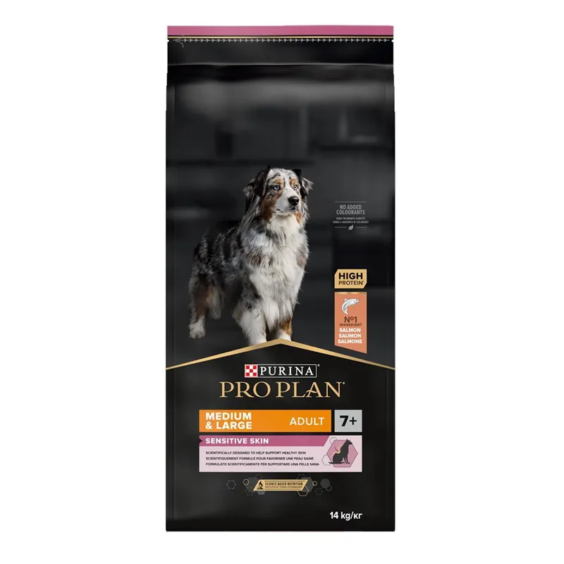 Alternativ bild 0 för Purina Pro Plan Medium & Large Adult 7+ Sensitive Skin OPTIDERMA, Vuxen, Maxi (26 - 44 kg), Medium (11 - 25 kg), Lax, 14 kg