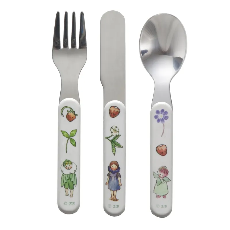 Bild 2 för Rätt Start bestick 3 delar, Elsa Beskow Blomsterbarn