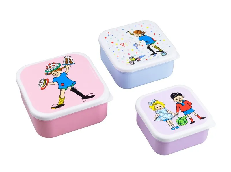Bild 1 för Rätt Start Pippi Långstrump Födelsedag Snackbox 3-pack (Rosa)