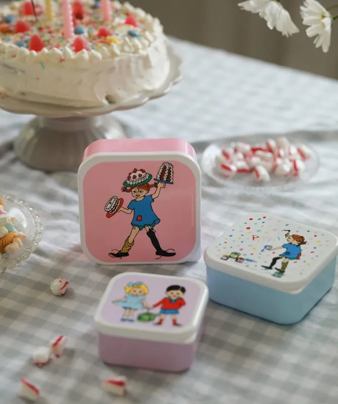 Bild 2 för Rätt Start Pippi Långstrump Födelsedag Snackbox 3-pack (Rosa)
