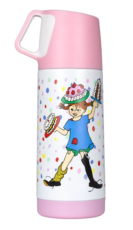 Bild 2 för Rätt Start Pippi Långstrump Födelsedag Termos 350 ml (Rosa)