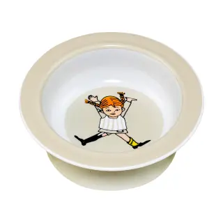 Produktfoto för Rätt Start skål med sugkopp, Pippi cirkus beige