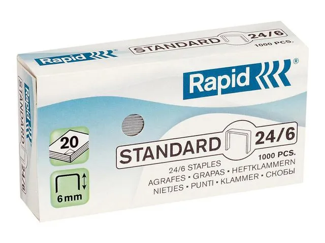 Alternativ bild 0 för Rapid Häftklammer Standardklamrar (24/6), 6 mm benlängd, galvaniserat stål