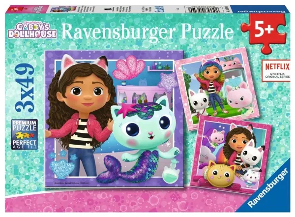 Alternativ bild 0 för Ravensburger Gabby's Dollhouse Pussel (3x49-bitar)