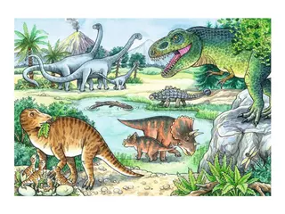 Produktfoto för Ravensburger How so? For what reason? Why? - Dinosaurier och deras habitat - pussel - 24 delar