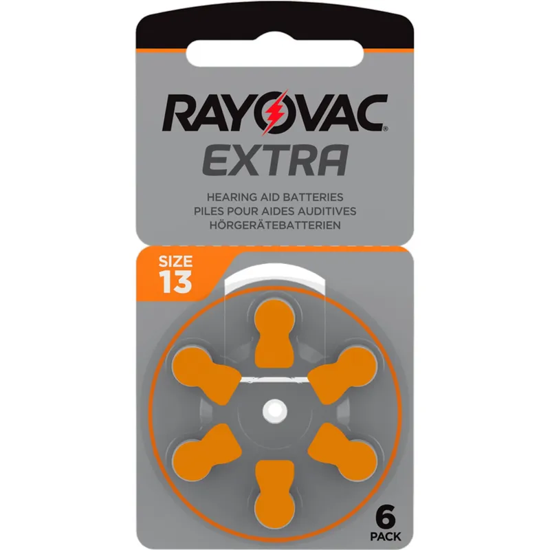 Bild 2 för Rayovac Extra Hörapparatsbatterier 13 orange 6-pack