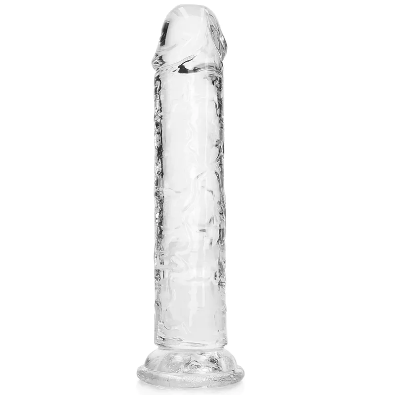 Bild 1 för RealRock: Crystal Clear Straight Realistic Dildo, 18 cm, transparent