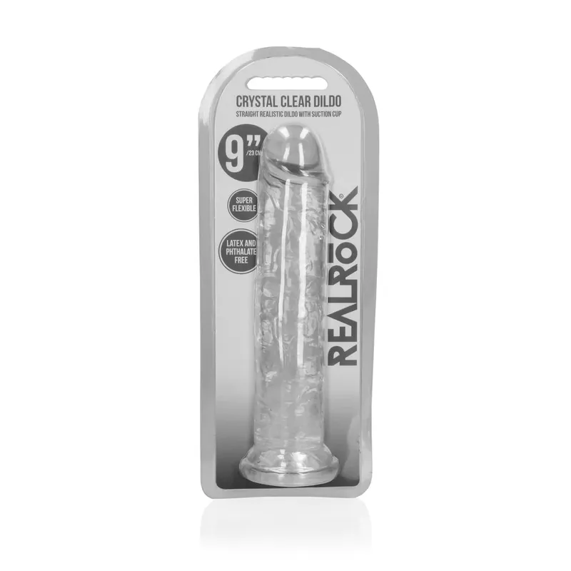 Bild 2 för RealRock: Crystal Clear Straight Realistic Dildo, 23 cm, transparent