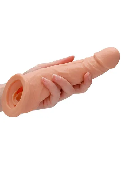 Bild 2 för RealRock Skin: Penis Extender with Rings, 21 cm, ljus