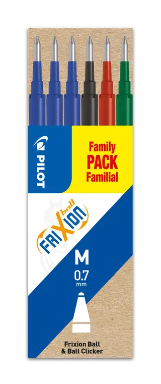 Produktfoto för Refill Pilot FriXion Medium 0.7 mm - med 6 stk. ass. farver