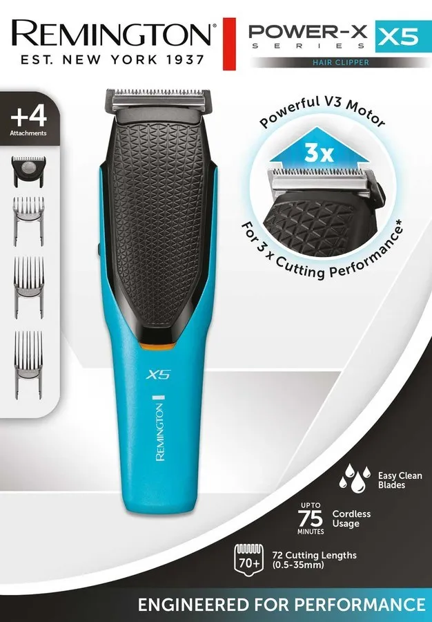 Bild 4 för Remington Power X Series X5, svart, blå, 3 mm, 3,5 cm, 0,1 mm, skägg, stål