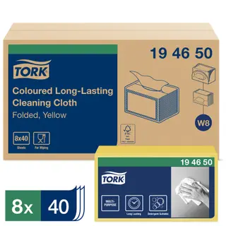 Produktfoto för Rengöringsduk tork w8, gul, förpackning med 40 st.