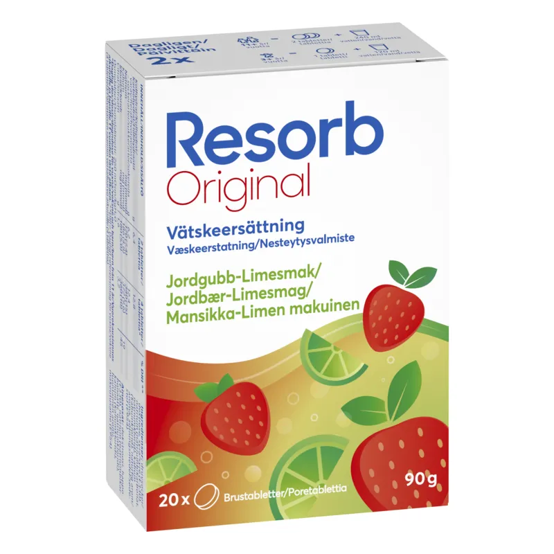 Bild 1 för Resorb Summer Edition Jordgubb-Lime 20 brustabletter