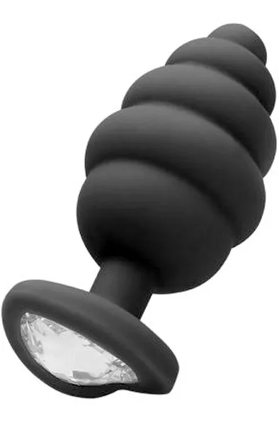 Bild 1 för Ribbed Diamond Heart Butt Plug, Regular