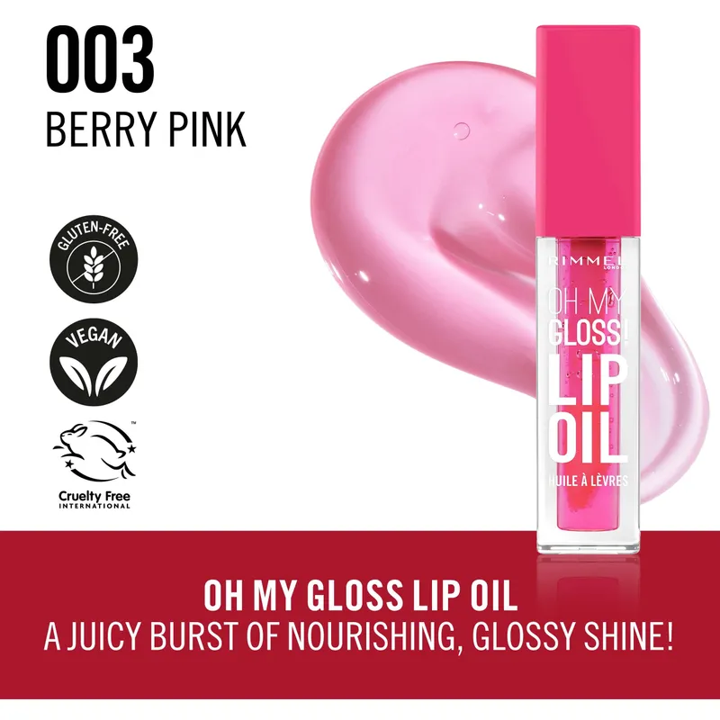 Bild 2 för Rimmel London Oh My Gloss Lip Oil 003 Berry Pink 6 ml