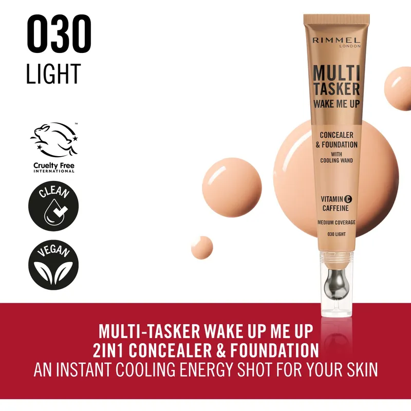 Bild 2 för Rimmel Multi Tasker Wake Me Up Concealer & Foundation Light 030