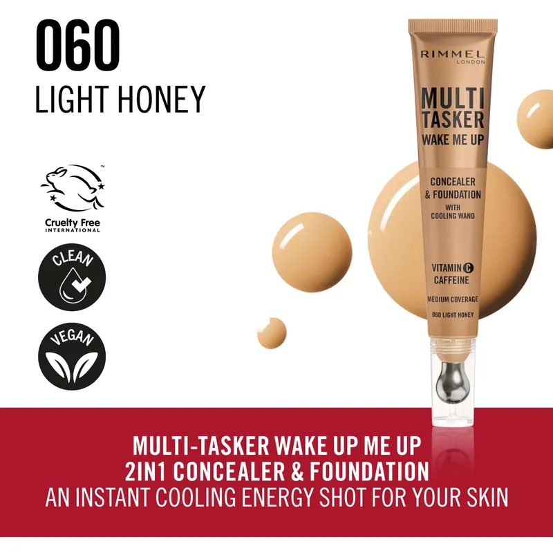 Bild 2 för Rimmel Multi Tasker Wake Me Up Concealer & Foundation Light 060