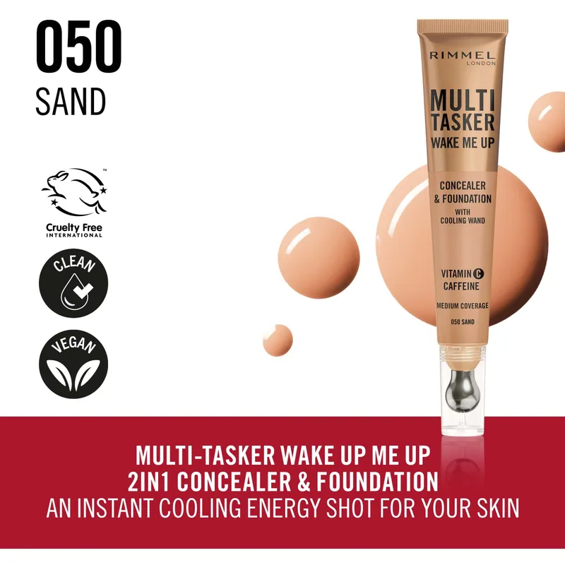 Bild 2 för Rimmel Multi Tasker Wake Me Up Concealer & Foundation Sand 50