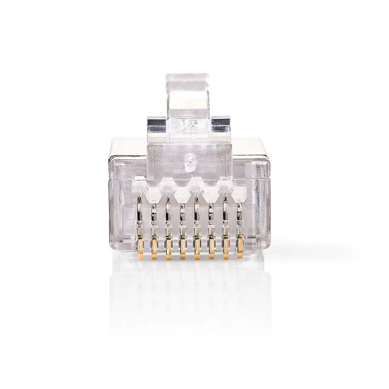 Bild 2 för RJ45-kontakt | Hane | Solid STP CAT6 | Rak | Guldplaterad | 10 st. | PVC | Transparent | Låda