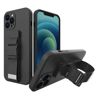 Produktfoto för Rope Gel Airbag Skal Med Lanyard iPhone 13 Mini - Svart