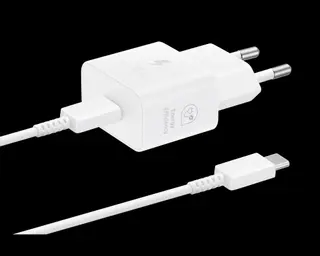 Produktfoto för Samsung EP-T2510X - Strömadapter - with data cable - 25 Watt - 3 A - PD 3.0, SFC, PD/PPS (24 pin USB-C) - på kabel: USB-C - vit