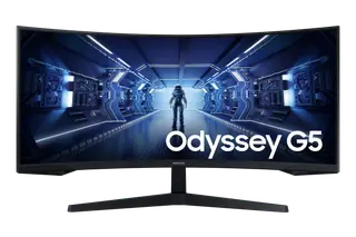 Produktfoto för Samsung Odyssey G5 C34G55TWWP - G55T Series - LED-skärm - spel - böjd - 34 - 3440 x 1440 UWQHD @ 165 Hz - VA - 250 cd/m² - 2500:1 - HDR10 - 1 ms - HDMI, DisplayPort - svart