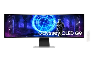 Produktfoto för Samsung Odyssey OLED G9 S49DG950SU - G95SD Series - OLED-monitor - Smart - spel - böjd - 49 - 5120 x 1440 Dual Quad HD @ 240 Hz - 250 cd/m² - 1000000:1 - HDR10+ Gaming, HDR10 - 0.03 ms - DisplayPort, Micro HDMI, HDMI - högtalare - silver