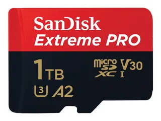 Produktfoto för SanDisk Extreme Pro - Flash-minneskort (microSDXC till SD-adapter inkluderad) - 1 TB - A2 / Video Class V30 / UHS-I U3 / Class10 - mikroSDXC UHS-I
